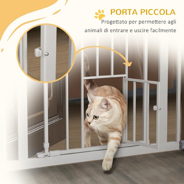 AllMyPets Cancellino per Cani Regolabile Alto con Porta Piccola e Chiusura Automatica 74-80x104cm colore Bianco - K589WT