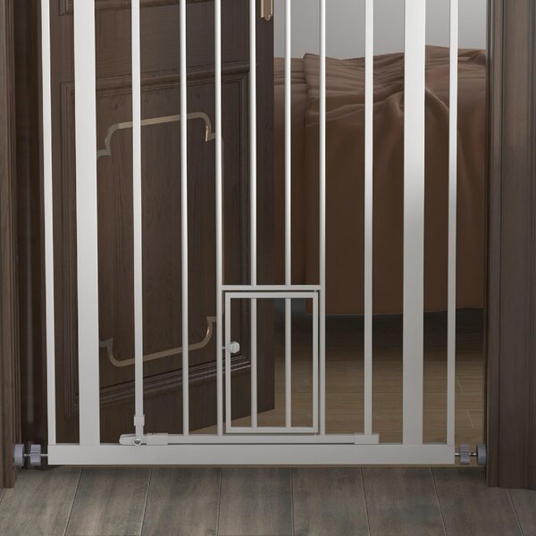 AllMyPets Cancellino per Cani Regolabile Alto con Porta Piccola e Chiusura Automatica 74-80x104cm colore Bianco - K589WT
