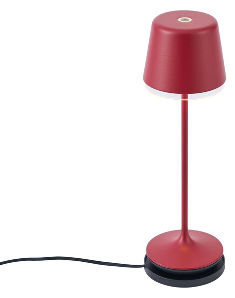 Lampada da tavolo rossa con LED IP65 ricaricabile con stazione di ricarica - Treble