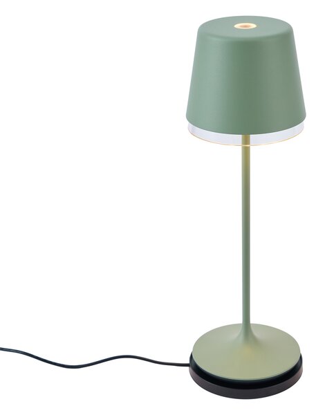 Lampada da tavolo verde con LED IP65 ricaricabile con stazione di ricarica - Bass