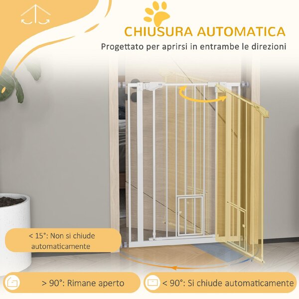 AllMyPets Cancellino per Cani Regolabile Alto con Porta Piccola e Chiusura Automatica 74-80x104cm colore Bianco - K589WT