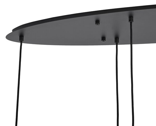 Lampada a sospensione moderna nera con vetro bianco rettangolare a 6 luci - Misty