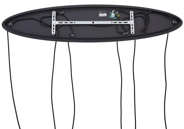 Lampada a sospensione moderna nera con vetro bianco rettangolare a 6 luci - Misty