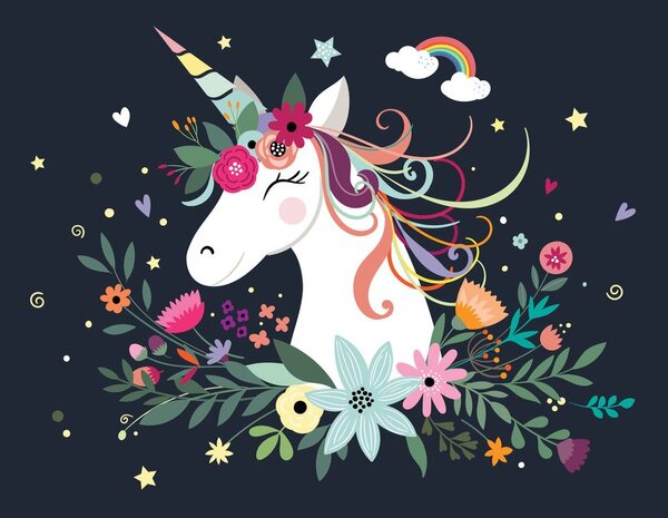 Stampa su tela – Unicorno carino