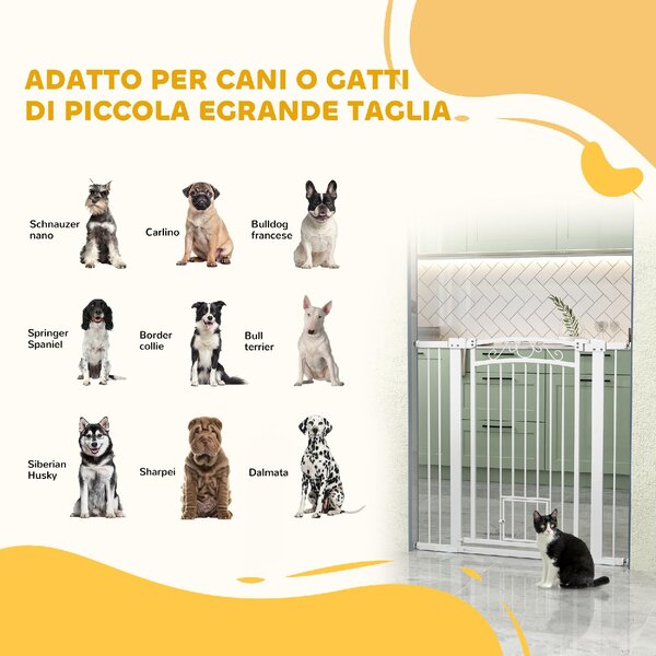 AllMyPets Cancellino per Cani Regolabile con Estensioni e Porta per Gatti 76-104x106 cm colore Bianco - 2WTJ518