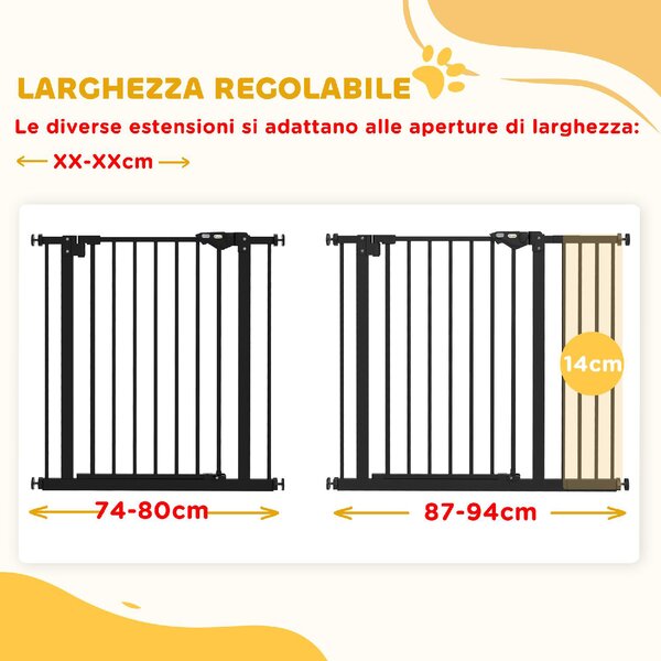 AllMyPets Cancellino per Cani Regolabile con Chiusura Automatica in Acciaio e Plastica 74-100x77 cm colore Nero - BKEF243
