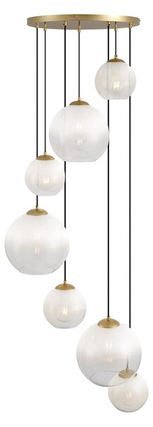 Lampada a sospensione Hotel Chic ottone con vetro bianco rotondo 7 luci - Misty
