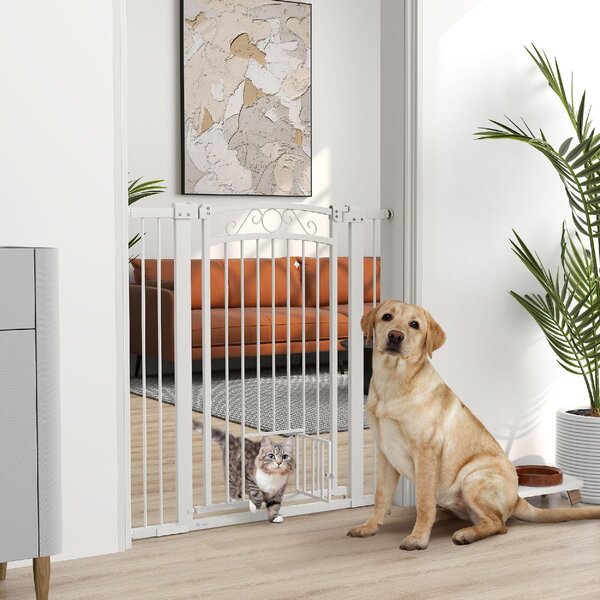 AllMyPets Cancellino per Cani Regolabile con Estensioni e Porta per Gatti 76-104x106 cm colore Bianco - 2WTJ518