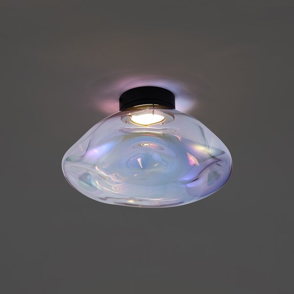 Plafoniera di design nera con vetro arcobaleno - Gemma