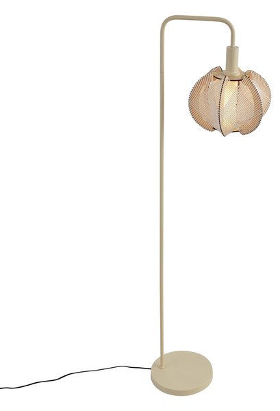 Lampada da terra Japandi beige con paralume - Gertie