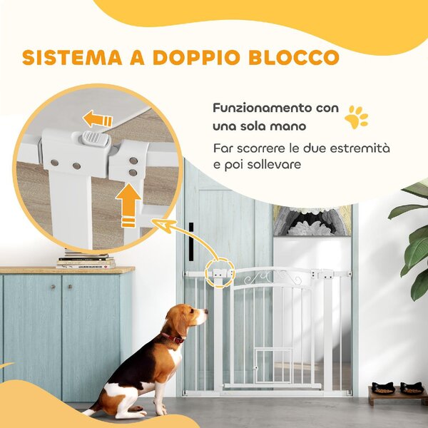 AllMyPets Cancellino per Cani Regolabile con Estensioni Porta per Gatti e Apertura a Una Mano 76-104x77cm colore Bianco - 380WTS405