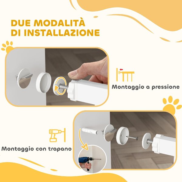 AllMyPets Cancellino per Cani Regolabile con Estensioni Porta per Gatti e Apertura a Una Mano 76-104x77cm colore Bianco - 380WTS405