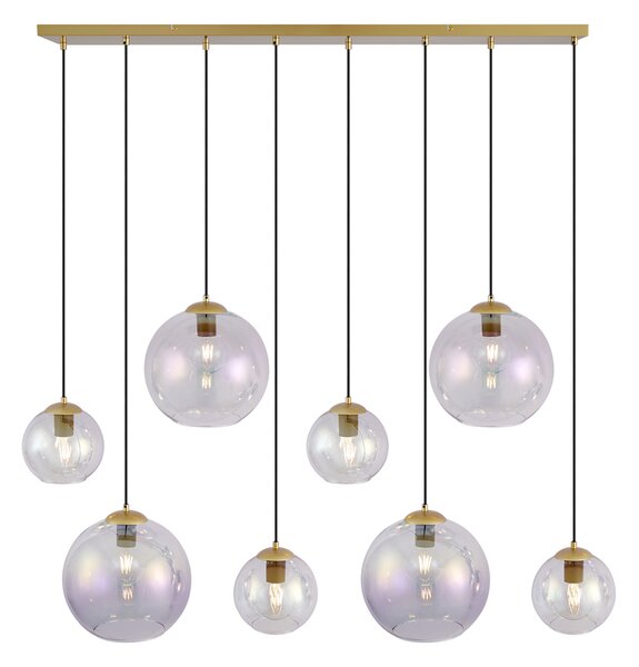 Lampada a sospensione Art Déco oro con vetro arcobaleno 8 luci - Sandra