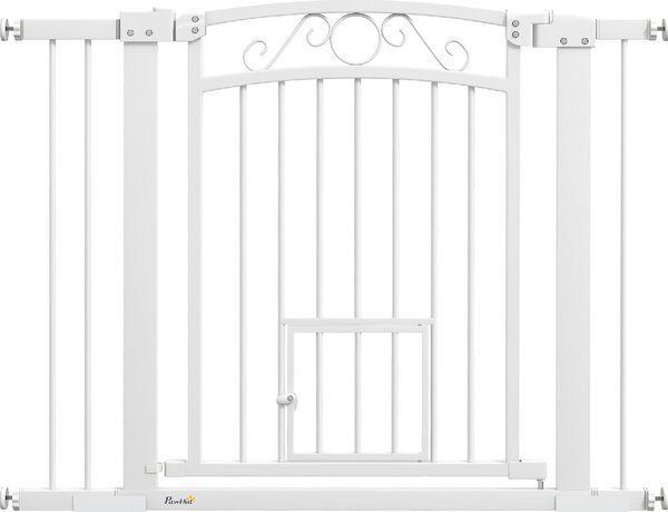 AllMyPets Cancellino per Cani Regolabile con Estensioni Porta per Gatti e Apertura a Una Mano 76-104x77cm colore Bianco - 380WTS405