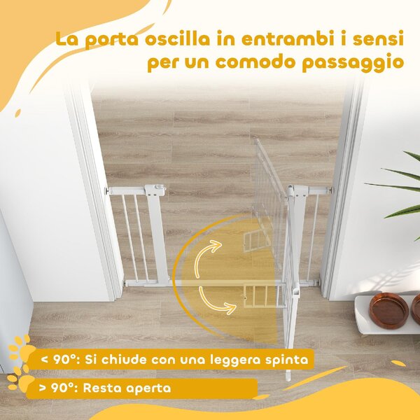 AllMyPets Cancellino per Cani Regolabile con Estensioni Porta per Gatti e Apertura a Una Mano 76-104x77cm colore Bianco - 380WTS405