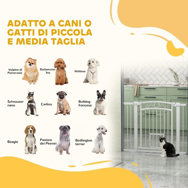 AllMyPets Cancellino per Cani Regolabile con Estensioni Porta per Gatti e Apertura a Una Mano 76-104x77cm colore Bianco - 380WTS405