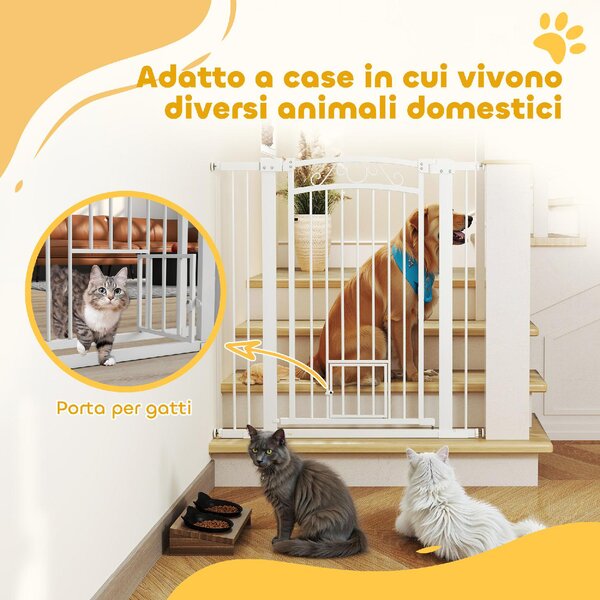 AllMyPets Cancellino per Cani Regolabile con Estensioni e Porta per Gatti 76-104x106 cm colore Bianco - 2WTJ518
