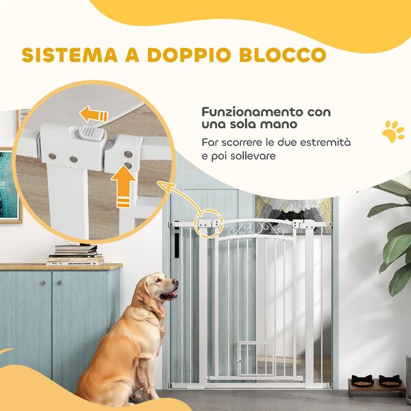 AllMyPets Cancellino per Cani Regolabile con Estensioni e Porta per Gatti 76-104x106 cm colore Bianco - 2WTJ518