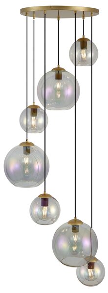 Lampada a sospensione Art Déco oro con vetro arcobaleno 7 luci - Sandra