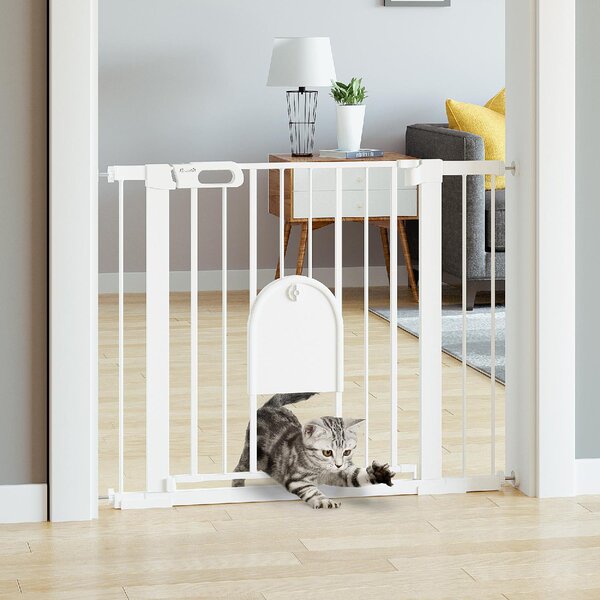 AllMyPets Cancellino per Cani Regolabile con Porta Piccola e Chiusura Automatica 75-103x76 cm colore Bianco - WTA482F