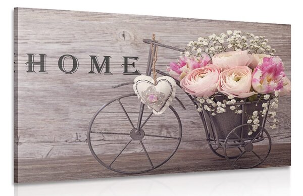 Stampa su tela – Fiori meravigliosi in vaso vintage con iscrizione