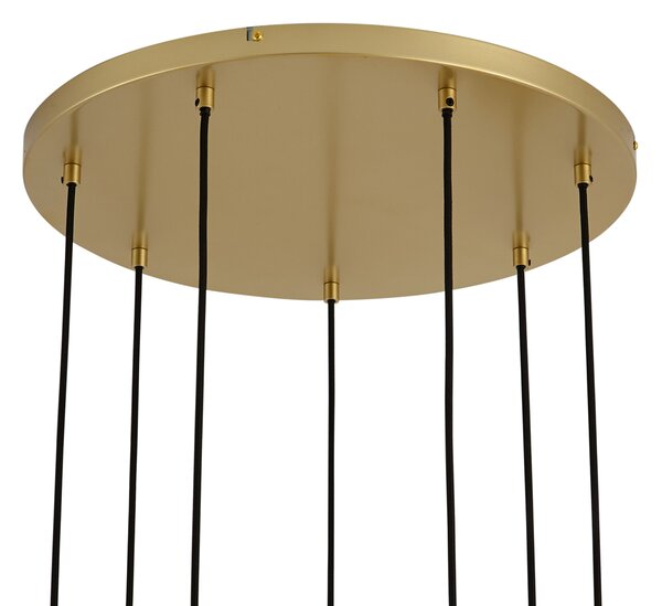Lampada a sospensione Art Déco oro con vetro arcobaleno 7 luci - Sandra