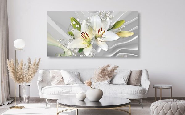 Quadro su tela – Giglio bianco su sfondo interessante
