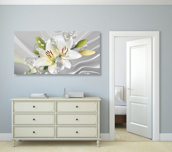 Quadro su tela – Giglio bianco su sfondo interessante