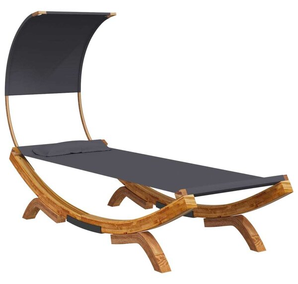 Lettino con Tettuccio 100x200x126 cm in Legno Curvato Antracite