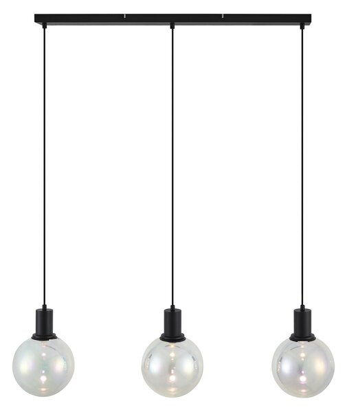 Lampada a sospensione di design nera con vetro arcobaleno rettangolare a 3 luci - Mallon