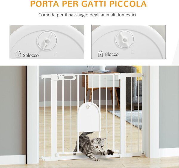 AllMyPets Cancellino per Cani Regolabile con Porta Piccola e Chiusura Automatica 75-103x76 cm colore Bianco - WTA482F