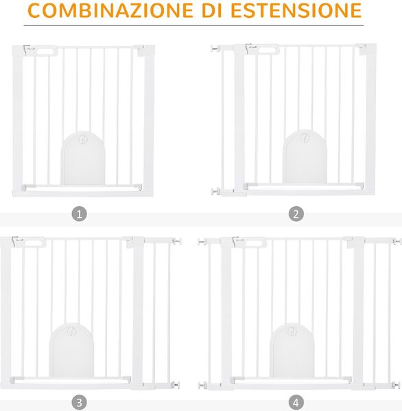 AllMyPets Cancellino per Cani Regolabile con Porta Piccola e Chiusura Automatica 75-103x76 cm colore Bianco - WTA482F