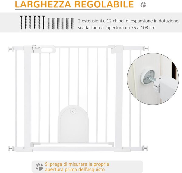 AllMyPets Cancellino per Cani Regolabile con Porta Piccola e Chiusura Automatica 75-103x76 cm colore Bianco - WTA482F