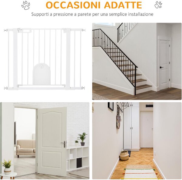 AllMyPets Cancellino per Cani Regolabile con Porta Piccola e Chiusura Automatica 75-103x76 cm colore Bianco - WTA482F