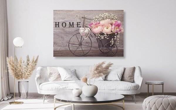 Stampa su tela – Fiori meravigliosi in vaso vintage con iscrizione
