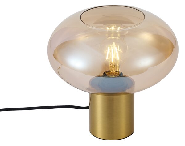 Lampada da tavolo di design in ottone con vetro ambrato - Umbrella