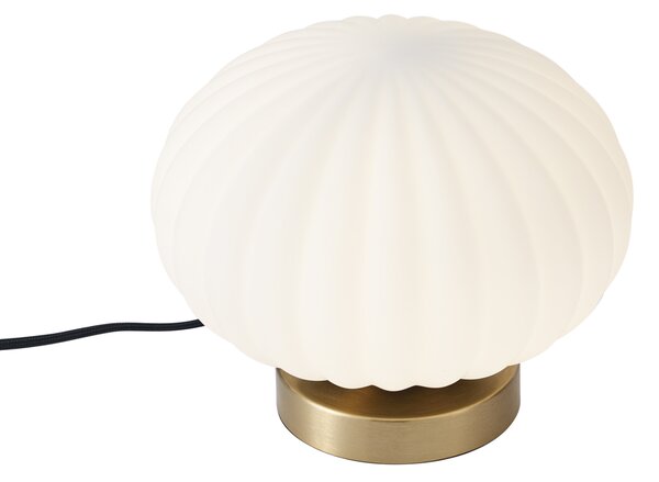Lampada da tavolo di design in ottone con vetro opale - Mochi