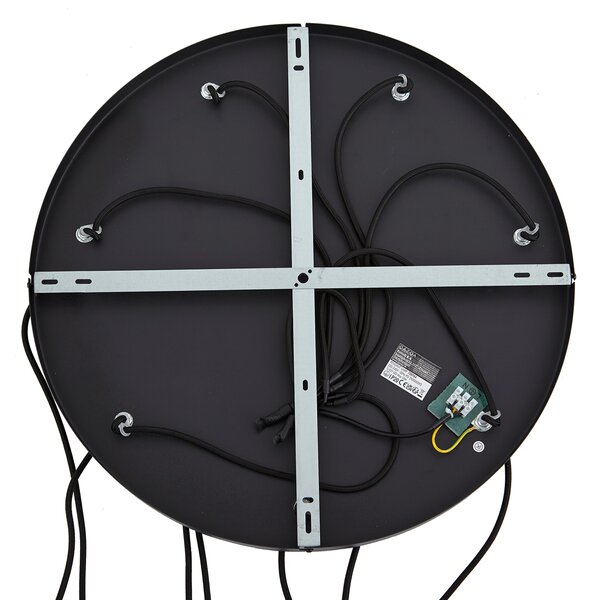 Lampada a sospensione moderna nera con vetro bianco rotondo a 7 luci - Misty