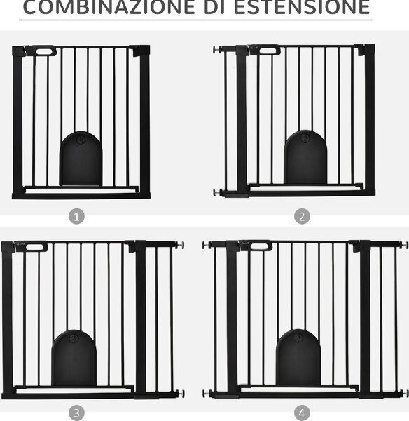 AllMyPets Cancellino per Cani Regolabile con Porta Piccola e Chiusura Automatica 75-103x76 cm colore Nero - BKA483F