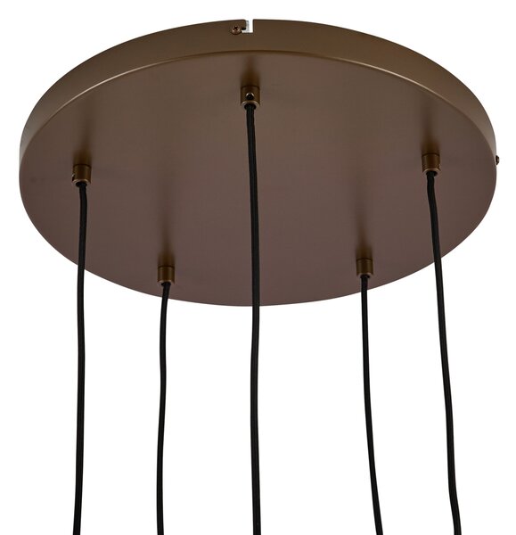 Lampada a sospensione Hotel Chic bronzo scuro con vetro ambrato 5 luci - Stavelot
