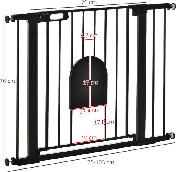 AllMyPets Cancellino per Cani Regolabile con Porta Piccola e Chiusura Automatica 75-103x76 cm colore Nero - BKA483F