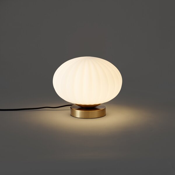 Lampada da tavolo di design in ottone con vetro opale - Mochi