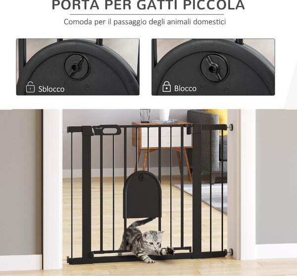 AllMyPets Cancellino per Cani Regolabile con Porta Piccola e Chiusura Automatica 75-103x76 cm colore Nero - BKA483F