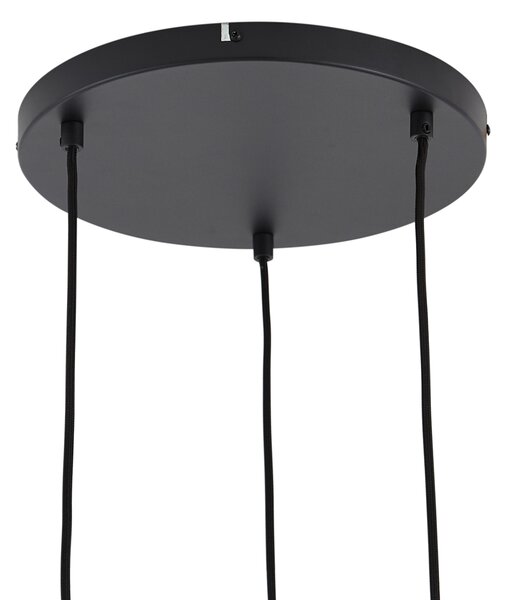 Lampada a sospensione di design nera con vetro arcobaleno rotonda a 3 luci - Mallon