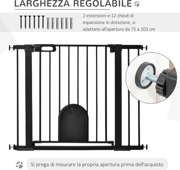 AllMyPets Cancellino per Cani Regolabile con Porta Piccola e Chiusura Automatica 75-103x76 cm colore Nero - BKA483F