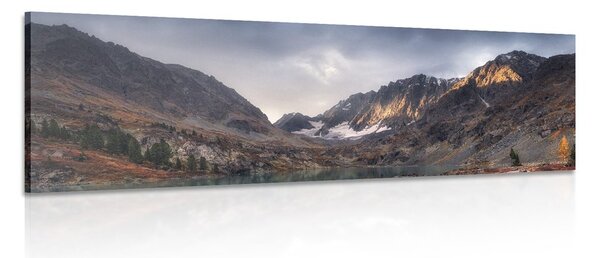 Quadro su tela – Montagne maestose con lago