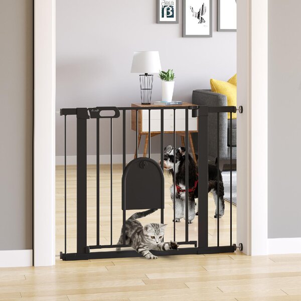 AllMyPets Cancellino per Cani Regolabile con Porta Piccola e Chiusura Automatica 75-103x76 cm colore Nero - BKA483F