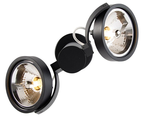 Faretto moderno nero regolabile a 2 luci - Goes