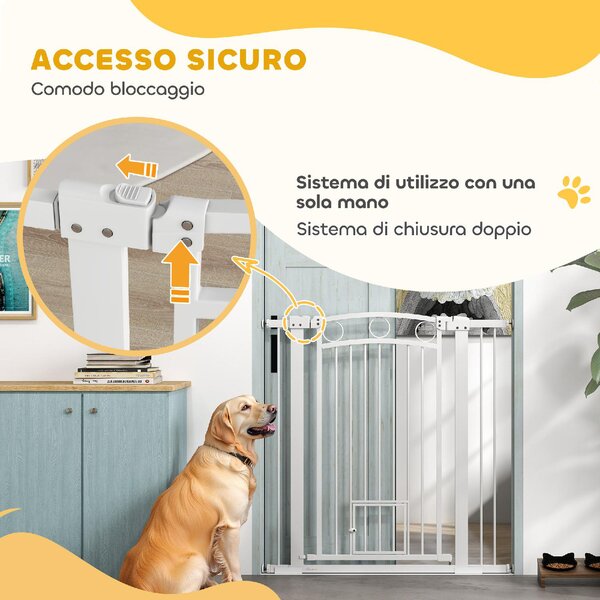 AllMyPets Cancellino per Cani Regolabile da 76-104 cm Cancelletto Alto 106 cm con 2 Estensioni colore Bianco - 2WTJ519