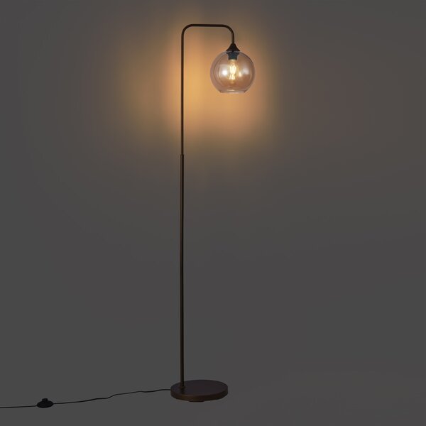 Lampada da terra Art Déco bronzo scuro con vetro ambrato - Sandra